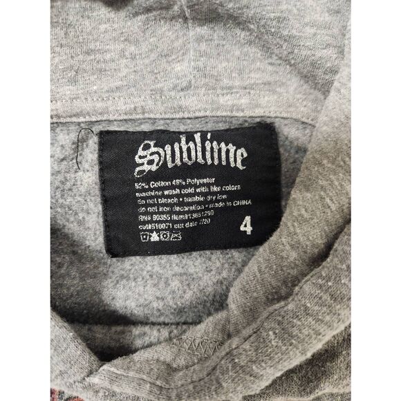 Sublime Distressed Graphic Grey Hoodie Sweatshirt size 4 - Picture 5 of 7